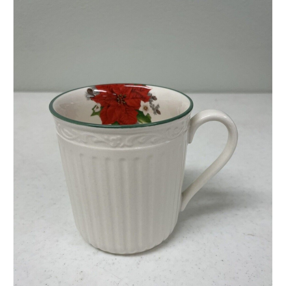 Mikasa Italian Countryside Holiday‎ Poinsettia  Coffee Cup Mug 3 5/8" NEW